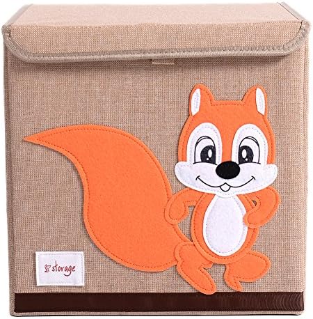 Toy chest with lid for boys and girls,canvas toy bin organizer by LIFEON,squirrel