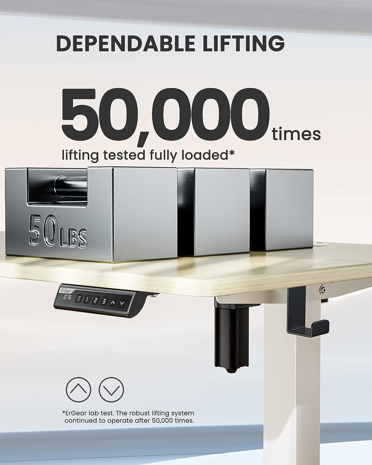 ErGear Height Adjustable Electric Standing Desk, 48 x 24 Inches Sit Stand up Desk, Memory Computer Home Office Desk with Two-Piece Desktop (Natural)