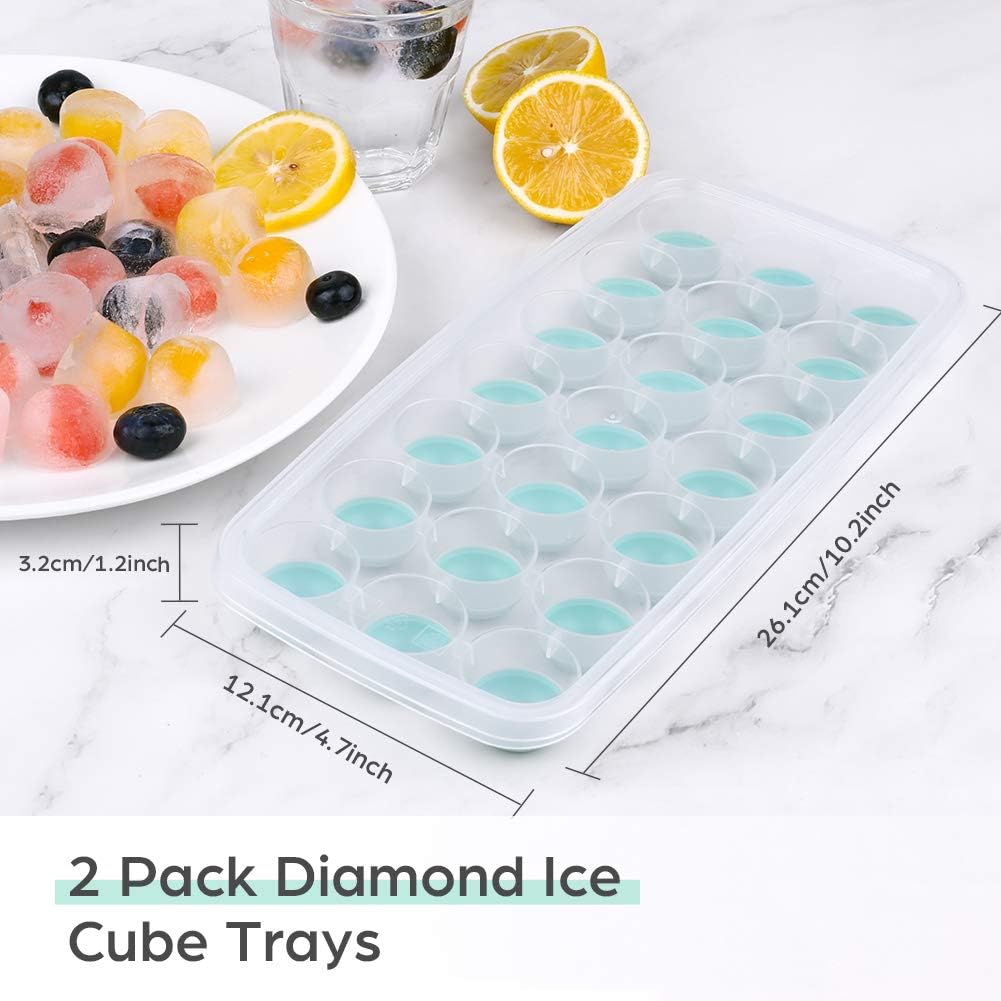 Liorque Ice Cube Trays 4 Pack, Flexible 84-Ice Trays with Spill-Resistant Removable Lid, Reusable and BPA Free, Green: Kitchen & Dining