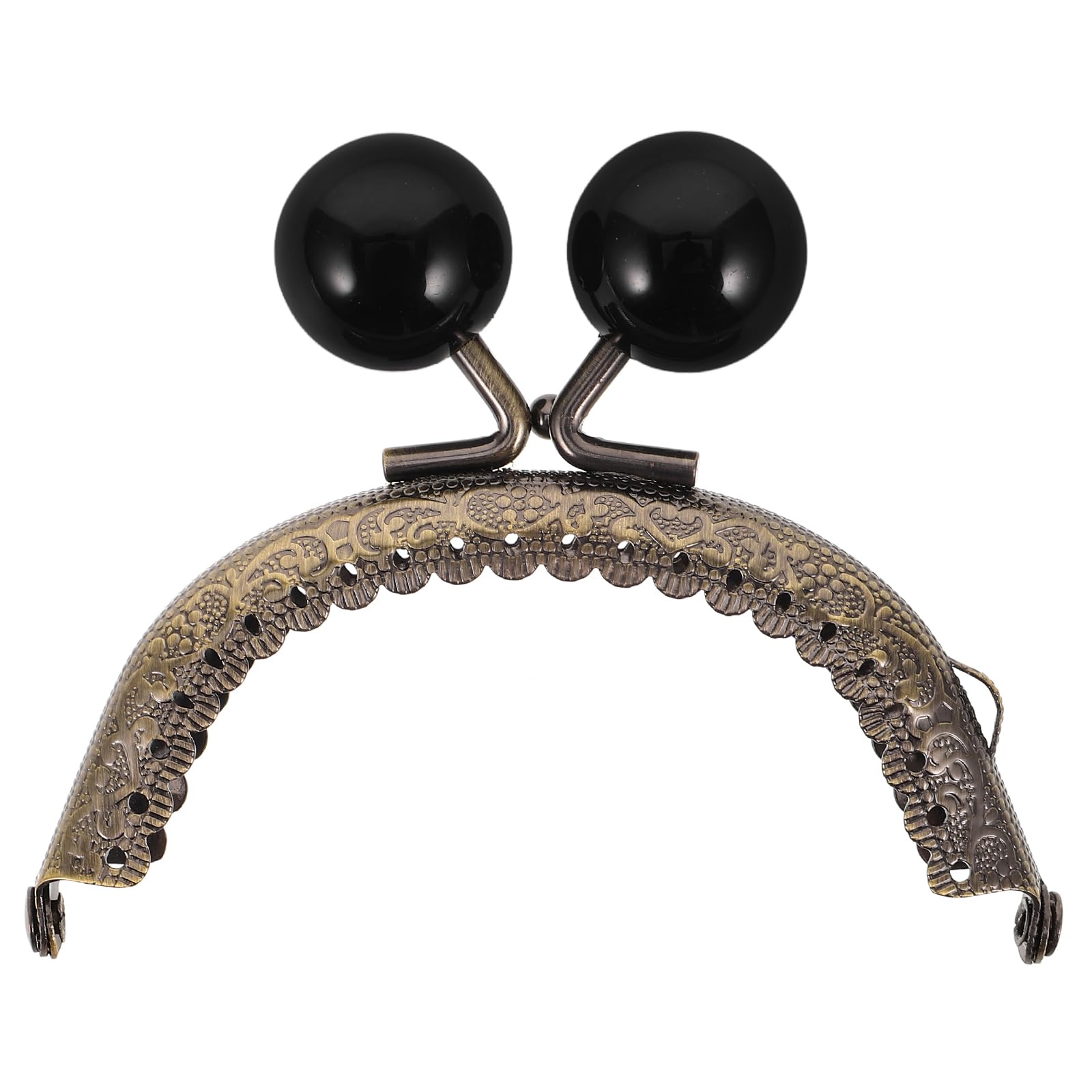 NUOBESTY Retro Purse Frame with Black Pearl Lock Decorative Clutch Frame for Handbag DIY Crafts Vintage Engraved Design Accessories