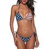 JINJINKIANG New Sexy Two Pieces Bikini Sets for Women Triangle Top & Thong String Tie-Up Swimsuit