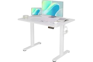 YDN Electric Standing Desk, 40x24 Inch Adjustable Height Stand up Desk, Sit Stand Home Office with Splice Board, White