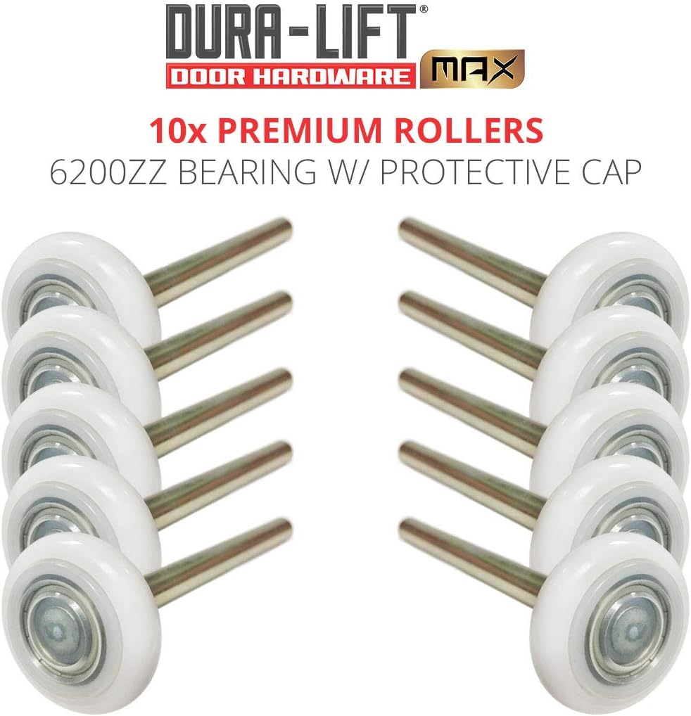 DURA-LIFT Ultra-Life MAX 2" Sealed 6200ZZ Bearing Nylon Garage Door Roller, 4" Stem, Pack of 10: Home Improvement