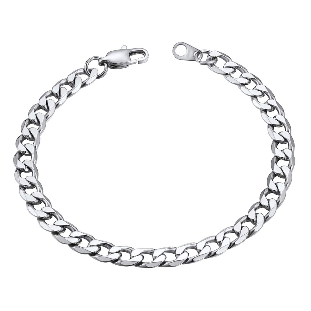 ChainsHouse Men Bracelet Stainless Steel Cuban Chain Bracelets Women Hip Hop Chunky Jewellery 6mm Width 21cm Length