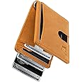 Kings Loot Money Clip Slim Minimalist Wallet for Men | RFID Blocking Leather Design with Money Clip | Front Pocket Bifold Holds 12 Cards | Stylish & Compact Wallets (Buckskin)