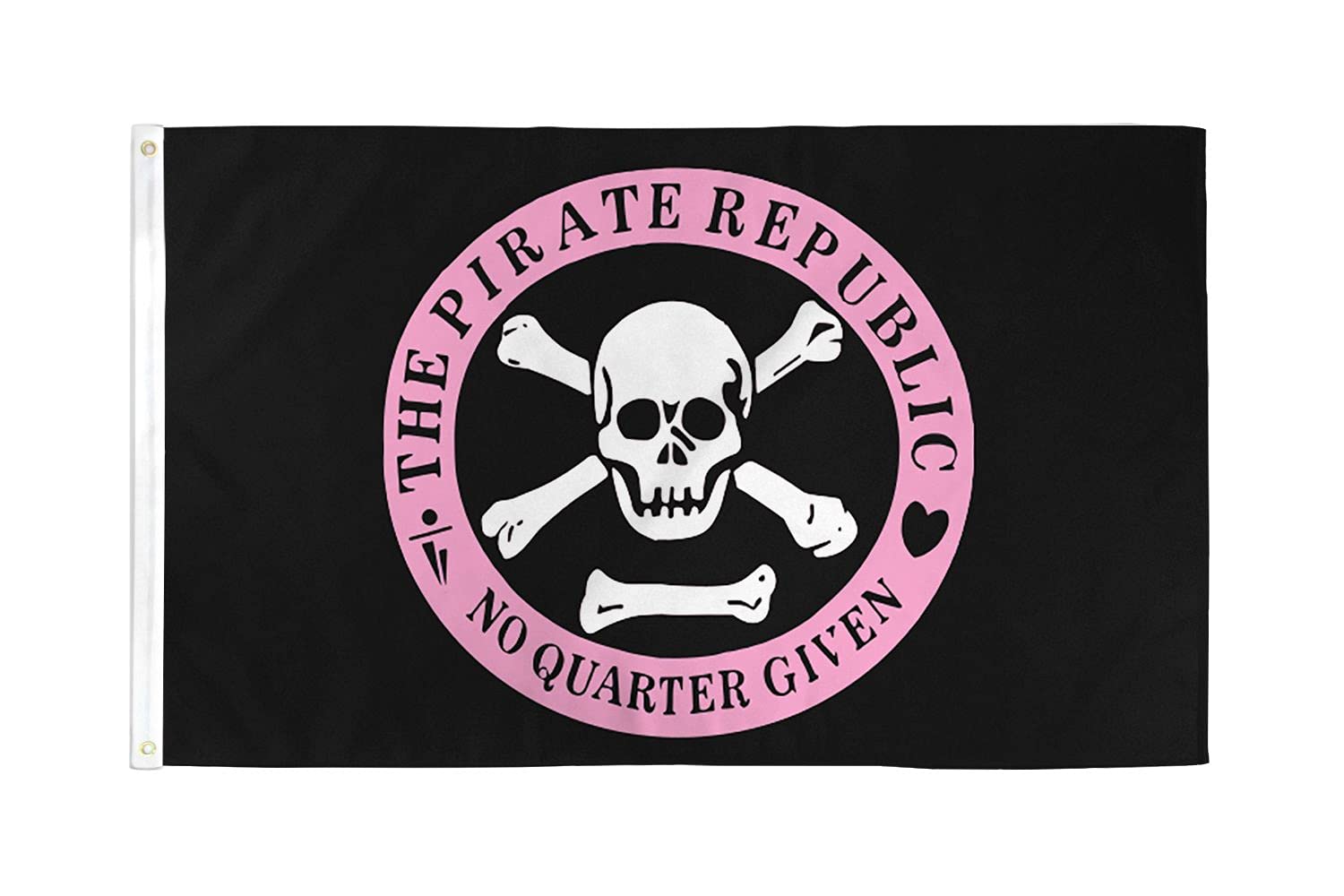 AZ FLAG - Pirate Republic Pink Flag - 3x5 Ft - 100D Polyester Skull Pirates Banner with Two Metal Grommets - Fade Resistant - Vivid Colors - 3' x 5' Feet - 150x90 Cm