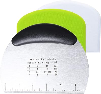 Ailiver 3 Pcs Dough Scraper Cutter Set Pizza Spatula Cake Bread Baking