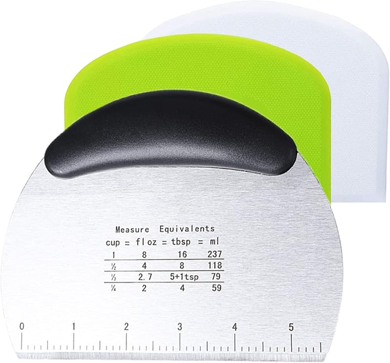 Ailiver 3 Pcs Dough Scraper Cutter Set Pizza Spatula Cake Bread Baking