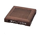 Display Stand Wooden Square Shape Carved Solid Rosewood Chicken Wing Wood JiChi Display Base Holder Home Decoration Square-8 (L 17cm17cm3.5cm)