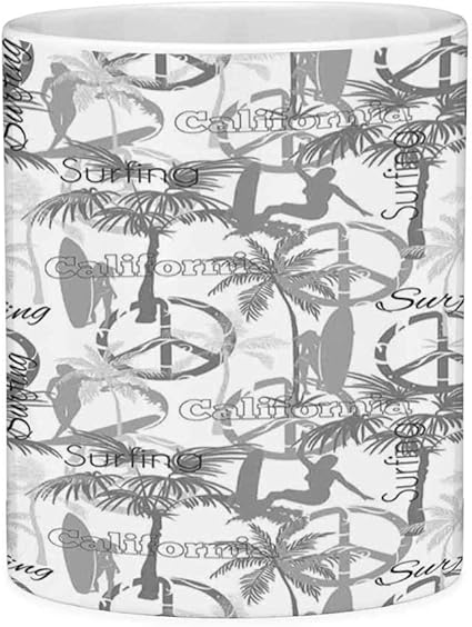 Rongpona Tasse De Cafe Drole Avec Citation Surf Decor 11 Onces Tasse De Cafe Drole Silhouette D Une Dame De Surf Femme Dans L Ocean Unique Bodyboard Feminin Motif Art Gris Blanc Amazon Fr Cuisine