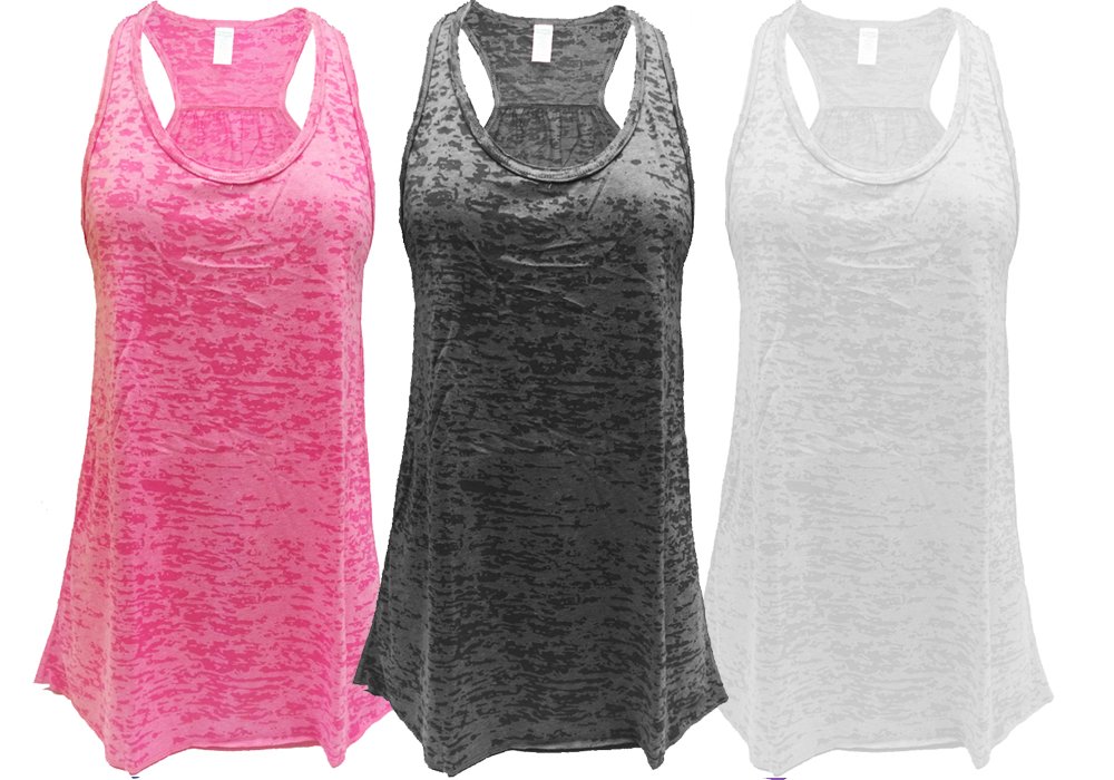 Photo 1 of Epic MMA Gear Flowy Racerback Tank Top, Burnout Colors, Regular and Plus Sizes, Pack of 3 (2XL, Pink/Black/White)