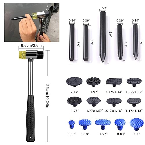 Car Dent Puller Repair Kit - Paintless Dent Removal Tool With Suction Cups