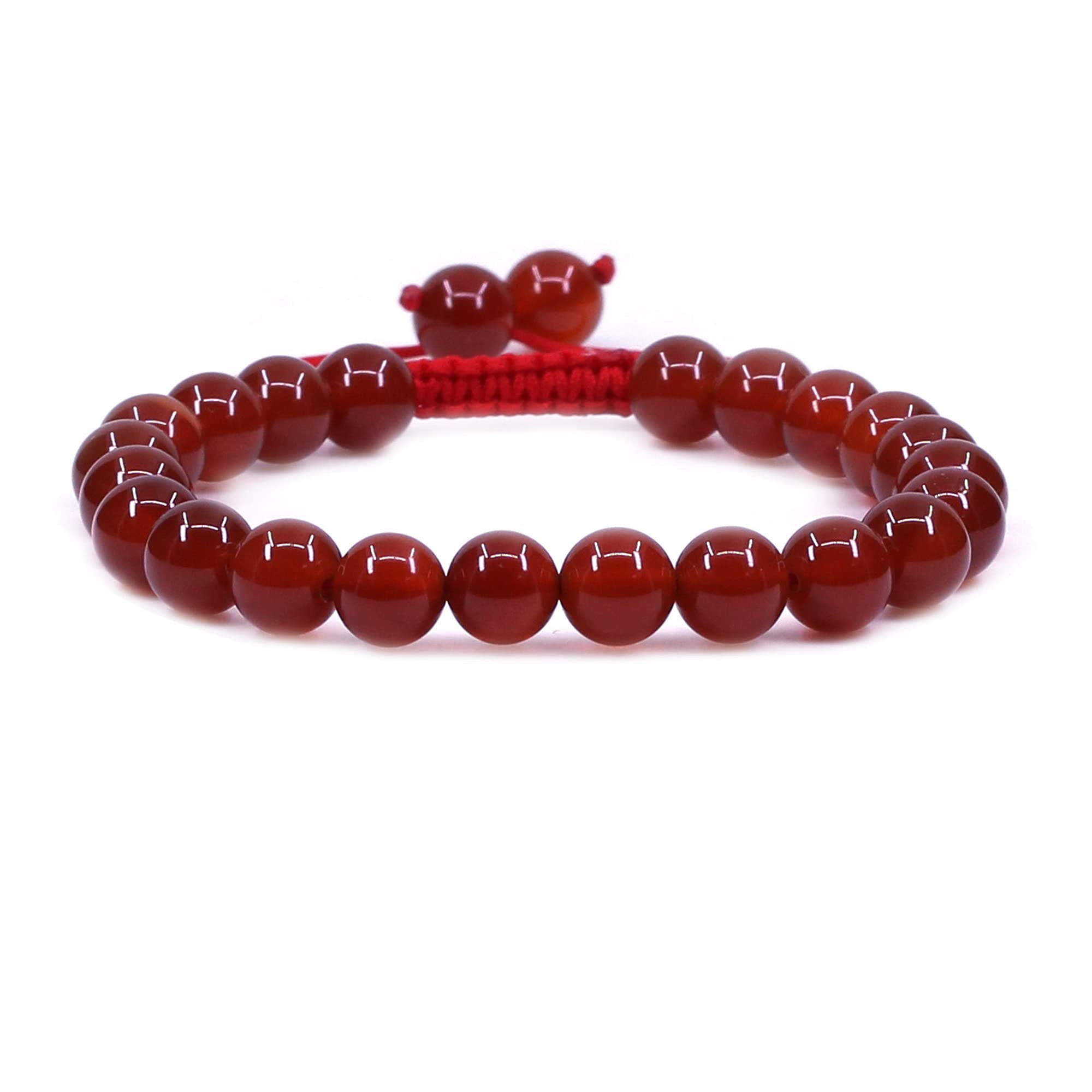 CHENYUE A Grade Dyed Red Agate Gemstones 8mm Round Beads Adjustable Chakra Reiki Bracelets Unisex