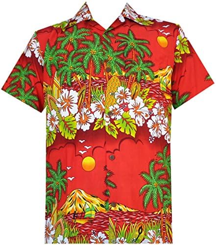 Hawaiian Shirt Mens Flower Leaf Beach Aloha Party Casual Holiday Short Sleeve