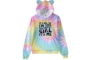 KPSTRO Toddler Girls Cat Ear Hoodie Sweatshirt Birthday Girl Pullover Sweatshirt Little Princess Birthday Clothes