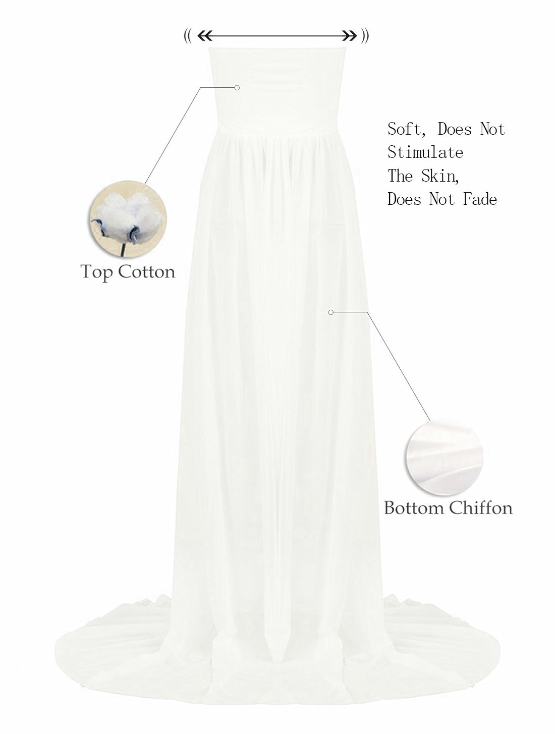 Gititlys Split Front Ruched Tube Top Sleeveless Long Sexy Pregnant Dresses for Photo Shoot Baby Shower Wedding Special Occations White