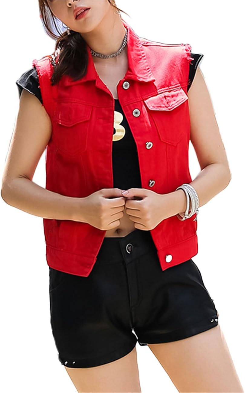 red denim vest womens