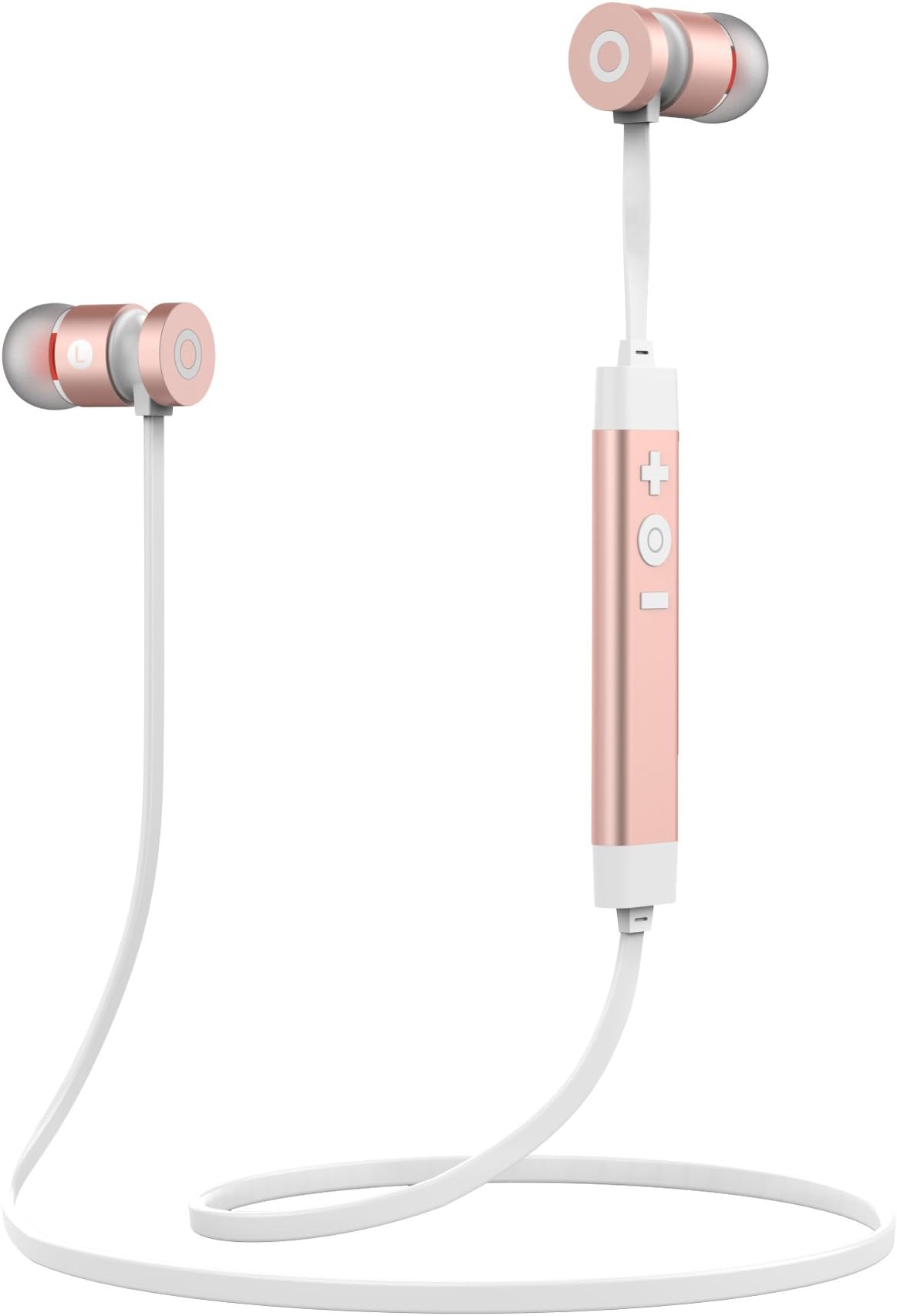 Bluetooth Headphones,LEYOUDY Wireless V4.1 Metal Noise Cancelling In-Ear Stereo Earphones Sweatproof Sports Earbuds with Mic (Support Hi-Fi music,HD calling)(Rose Gold)