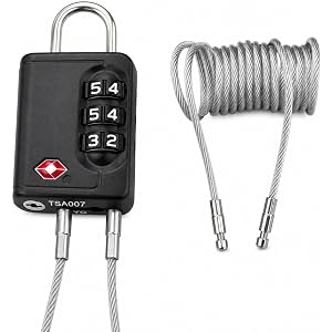 TSA Approved Cable Luggage Lock, Wrap Multiple Suitcases Together, 3-Digit Combination Travel Lock for Bags, Backpacks, Strol