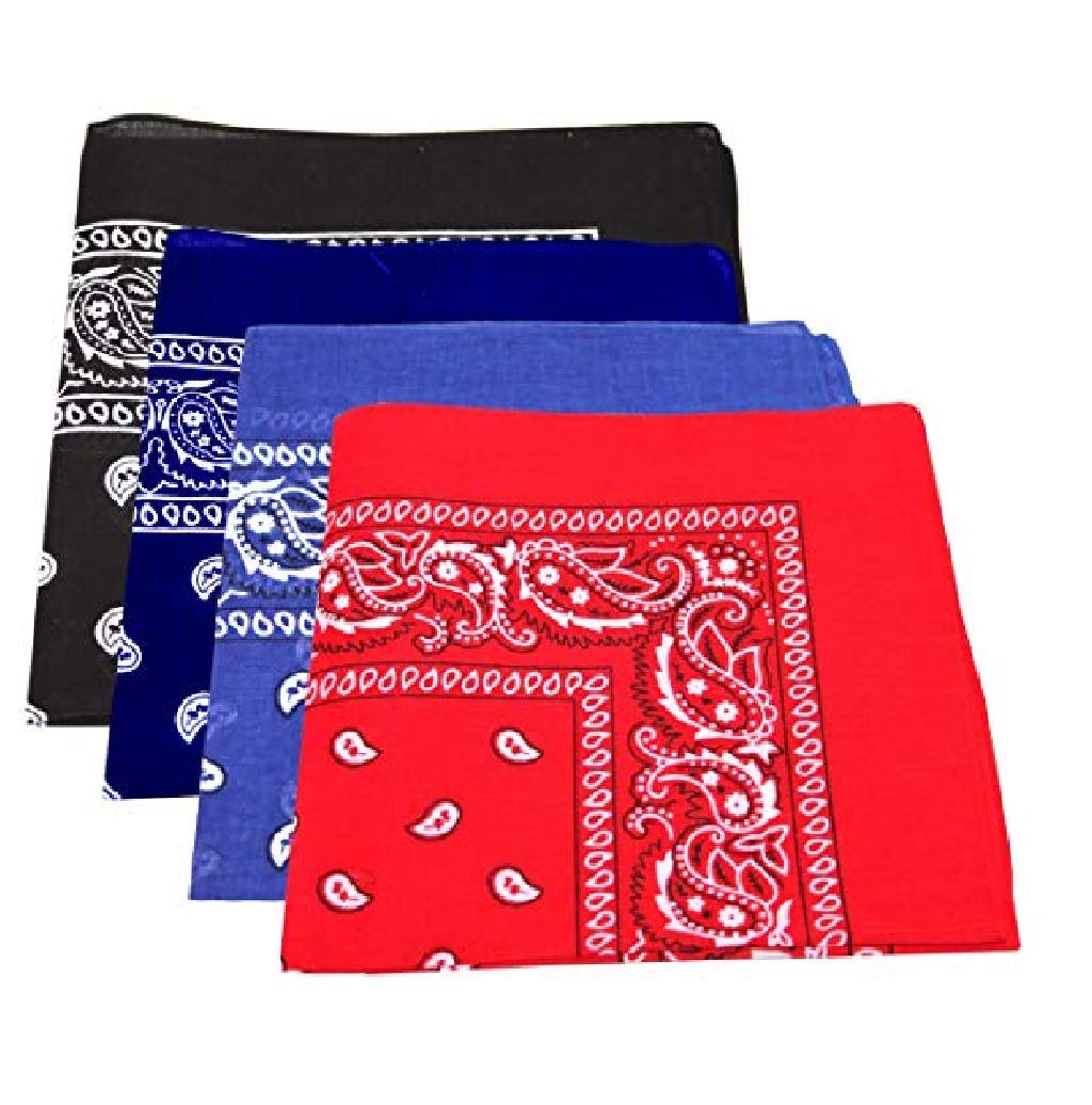 Four Pack Paisley Design Bandanas black purple blue red. fast post