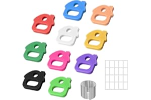 MAROMALIFE 10 Pcs Key Covers Caps, 1 Inch Key Identifiers with Labels and Ring, Durable Silicone Key Covers for House Key，Colored Key Markers Tags Protectors for 0.9-1.05 Inch Standard Keys