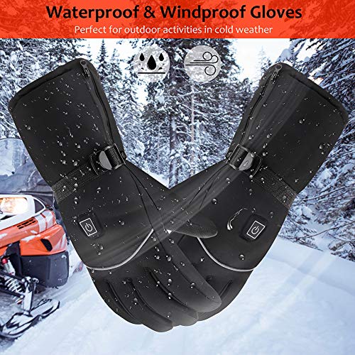 OYRGCIK Heated Gloves, Winter Gloves for Men Women 3 Levels Temperature Control Hand Warmers Waterproof Thermal Gloves for Snow Cold Weather Sports Outdoors Climb Hiking Skiing Hunting Fishing