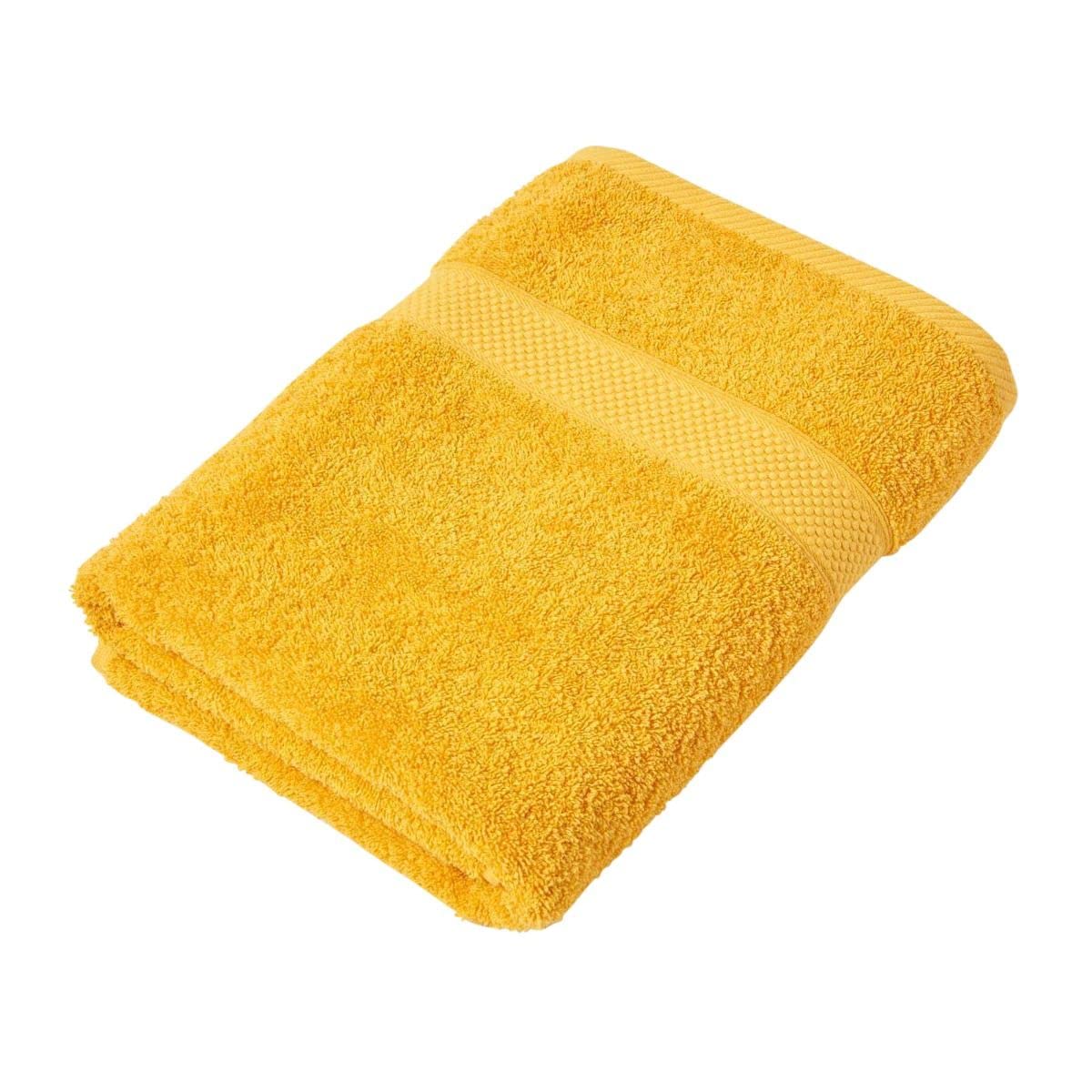 HOMESCAPES Ochre Yellow Turkish Cotton Bath Sheet Super Soft Thick & Absorbent 500 GSM Towel Heavy Weight for everyday Luxury