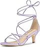 Allegra K Women's Strappy Kitten Heel Lace Up Sandals