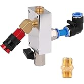 Hromee Compressed Air Outlet Kit for 1/2-Inch Tubing System with 1/4-Inch NPT Outlet Port, Air Push To Connect Outlet Block Set with Elbow NPT Straight and Universal Coupler