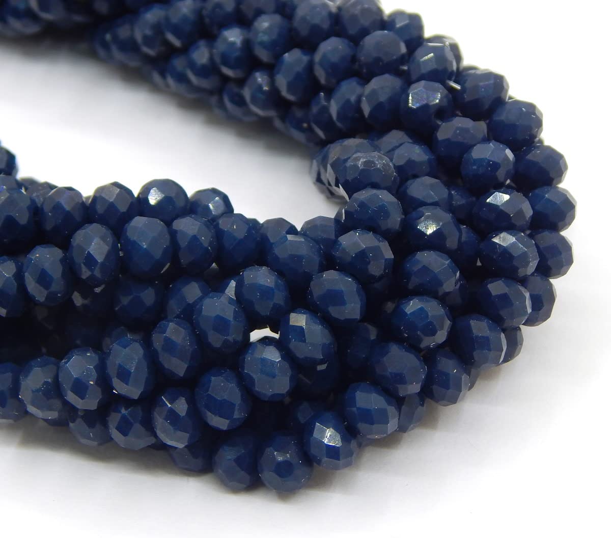Czech Bohemian Crystal Pearls 6 mm Czech Pearls CZ Glass Cut Beads Faceted Rondelle Beads Glass Beads 1 String (Navy Blue Opaque) 85 Pieces