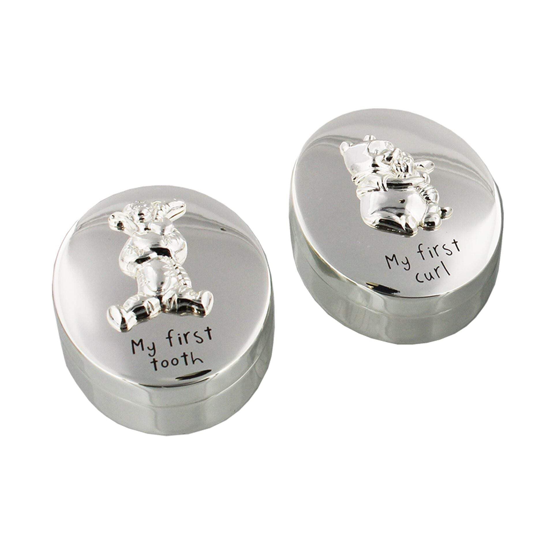 Disney Winnie The Pooh S/P First Tooth and Curl Set Baby Shower Christening DI127