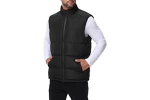 WHN Men's Puffer Vest Outerwear Winter Zipper Quilted Puffy Sleeveless Jacket Outdoor Size M to XXL