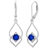 925 Sterling Silver Gemstone Hoop Earrings for Women | 0.9 Inch Round Birthstone Earrings for Women with Click Tops | Hypoallergenic Earring Hoops by MAX + STONE