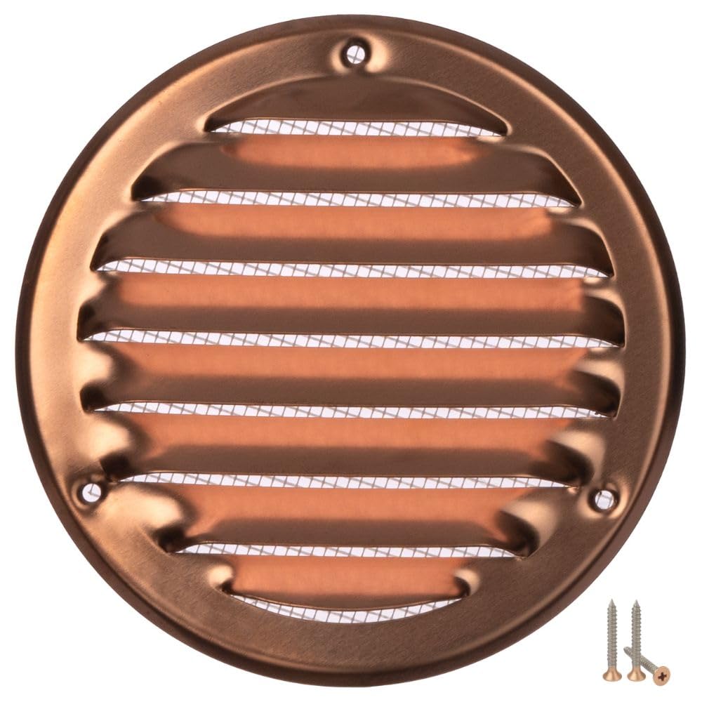 Ø 100mm / 4 inch Metal Copper Ventilation Grille - Air Vent Cover with Insect Mesh