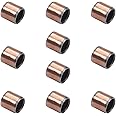 Aicosineg 10Pcs Oilless Plain Sleeve Bearings 0608, Carbon Steel & Bronze, Gray