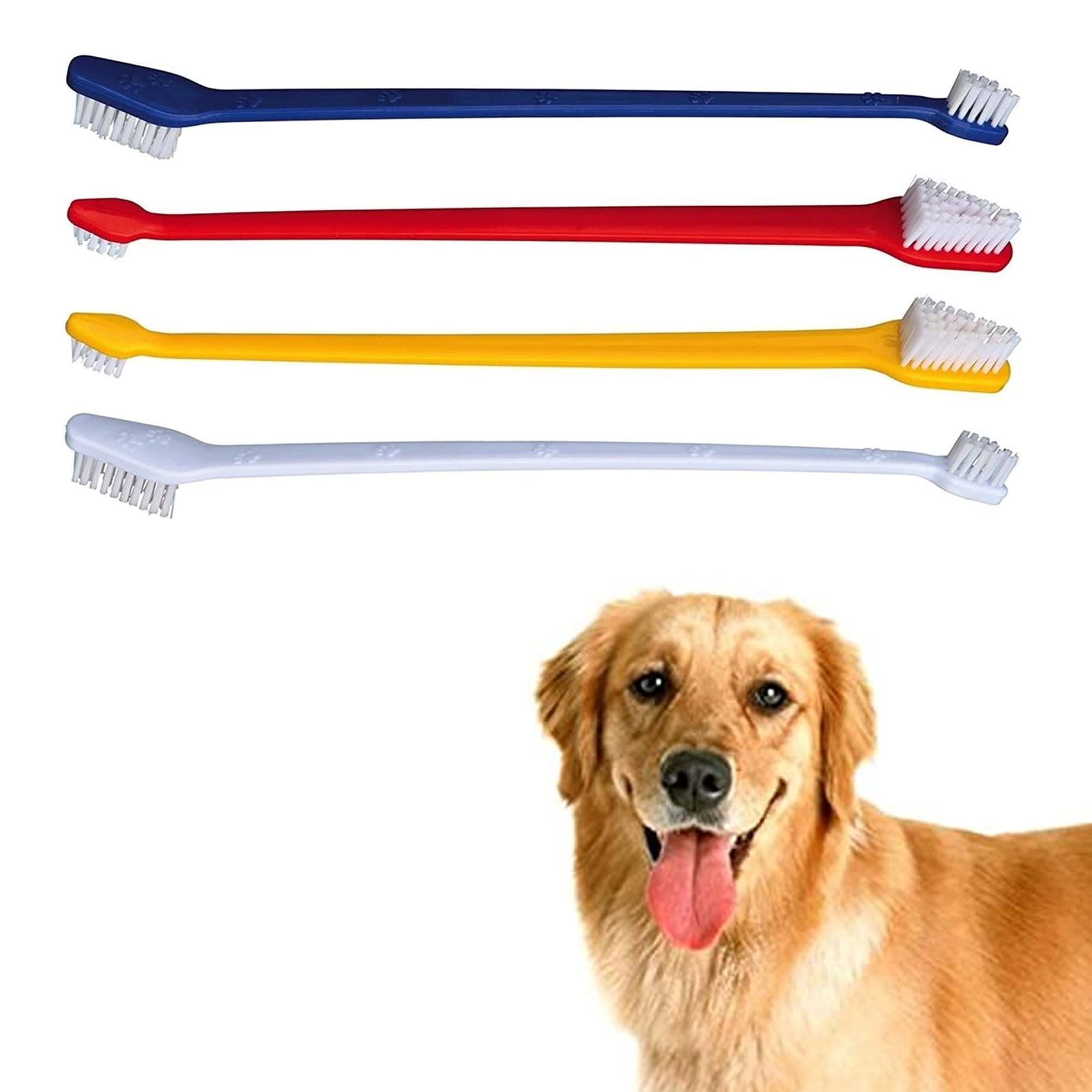 Pack of 4 Double Ended Dog & Cat Dental Oral Care Toothbrush Healthy Pet Grooming Tool Teeth Brush for Dogs Tooth Cleaner Care for Small to Large Dogs Cats