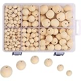 VABNEER Wooden Beads Natural Beads 320Pcs Round Wood Beads for Crafts DIY Handmade Decorations Jewellery Craft Making, 6 Size