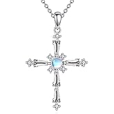 KZX Cross Necklace for Women Crystal Cross Pendant 925 Sterling Silver Necklace Cross Jewelry Gift for Women