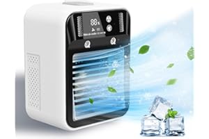 DELLER Portable Air Conditioner, Rechargeable Mini Air Conditioner Evaporative Air Cooler With 2 Speeds, Unit 2 Cool Air Spray, Digital Display Car AC Fan, Portable AC for Car Bedroom Office Camping