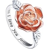 Valentines Day Gifts S925 Sterling Silver Wedding Engagement Rose Flower Love Jewelry Bands Promise Ring for Women Teen Jewelry