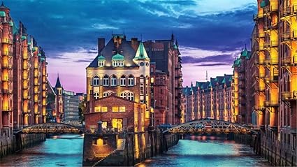 Malen Nach Zahlen Hamburg City Corner Fluss DIY Unique Gift Handpainted