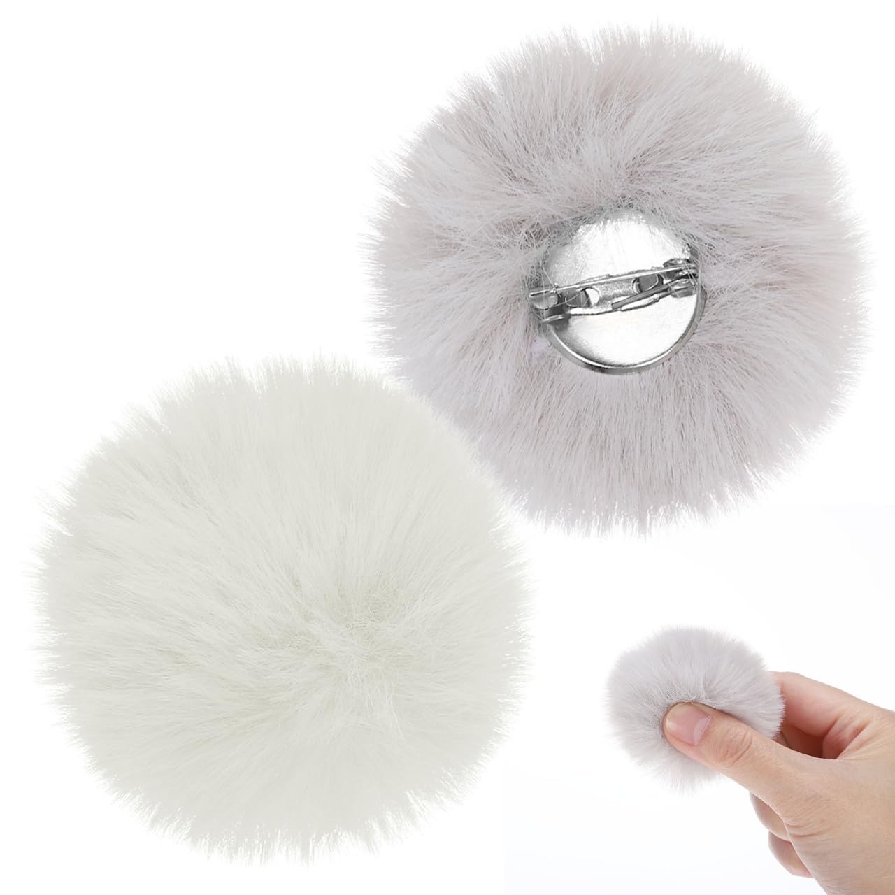 jojofuny 2 Pcs Fluffy Bunny Tail Props: Soft Plush Rabbit Tails for Easter Fancy Dress - White Cosplay Costume Accessories for Kids & Adults
