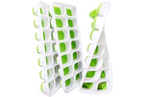 VEHHE Ice Cube Trays, 3 Pack, Reusable Silicone 14-Ice Cube Molds, Ice Tray with Spill-Resistant Removable Lid, for Whiskey and Cocktails (Green)