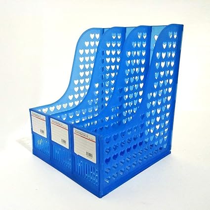 DivineXt 3 Division File/Magazine/Book Rack - Multifunction Plastic Storage Hanger 4 Section Divider File Paper Magazine Rack Holder Office Home Desktop Book Box Bookshelf, 25 * 24 * 30 cm , Plastic, Set Of 1