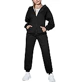 Arshiner Girls 2 Piece Outfits Jogger Sets Zip Up Hoodie Sweatshirts and Sweatpants with Pockets Tracksuits Sweatsuits