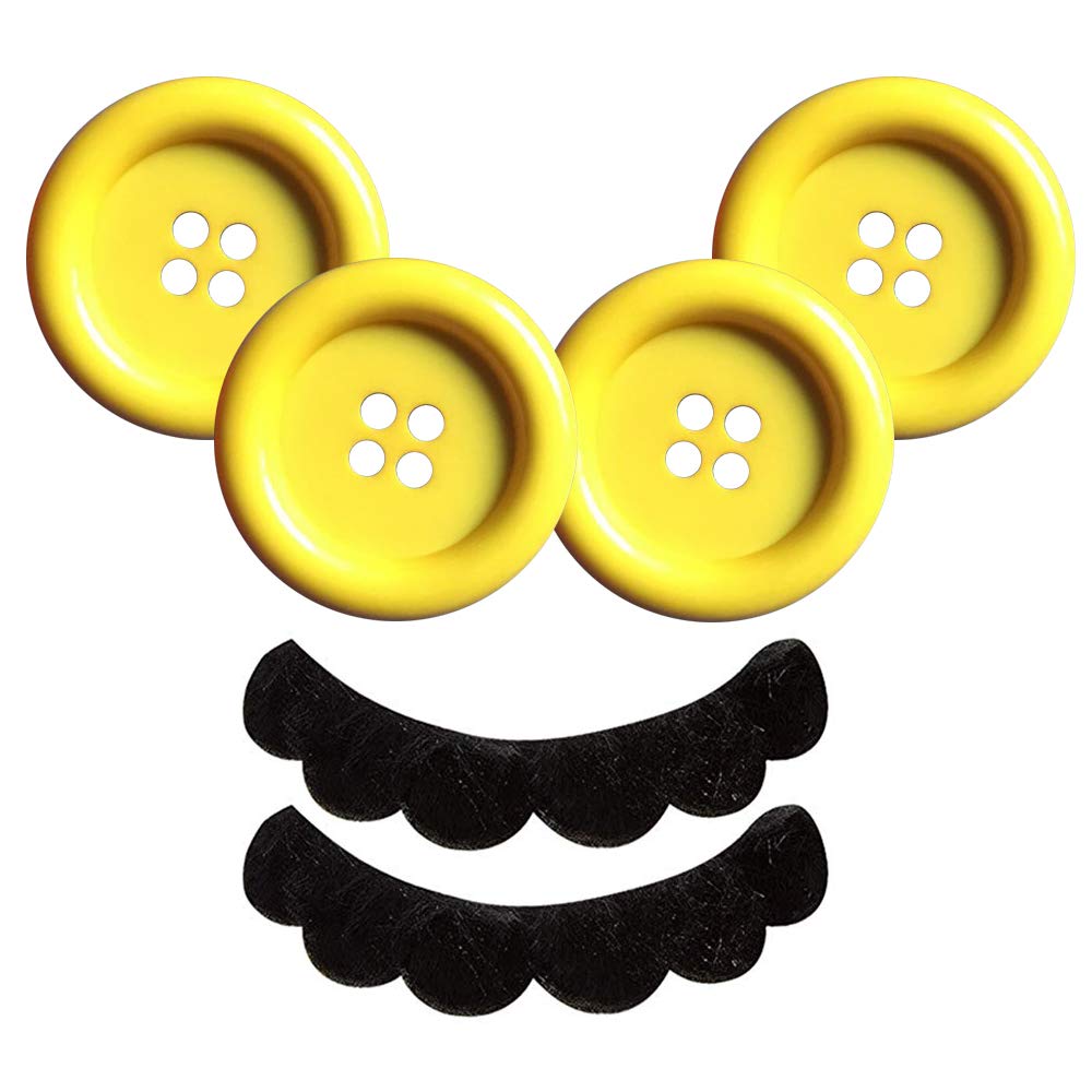 iZoeL 4 Yellow Buttons + 2 mustaches for Mario Luigi Costume trouser and dress carnival costume accessories Mario Party themed Adult kid — image 1