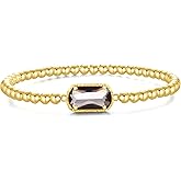 A Golden Cloud Gemstone Birthstone Bracelets For Women 14k Plated Gold Beaded Stretch Elastic Bead Ball Bracelets Trendy Dainty Jewelry Gifts