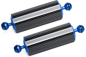 LetonPower Blue 8" Carbon Fiber Underwater Float Arm (2-Pack) - Ultralight Dual 1" Ball Buoyancy System for Diving Tray Video Lights & Strobes