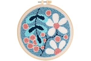 ZuoAnLF Punch Needle Kits for Adults Beginner, Punch Needle Tool with Punch Needle Fabric Hoops Yarns and Sewing Needles, Gifts & Home Wall Decor, 8inch (C)