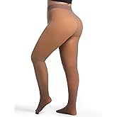 KBVOT Plus Size Fleece Lined Tights Women Sheer Warm Pantyhose Leggings Fake Translucent Thermal Winter Thick Large Tights